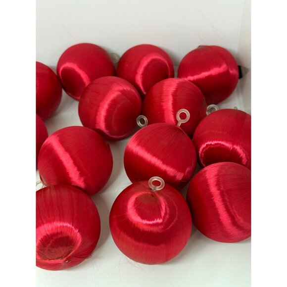 VTG Red Satin Christmas Ball Ornaments Lot Unbreakable 2" Retro Holiday Decor - Picture 7 of 10